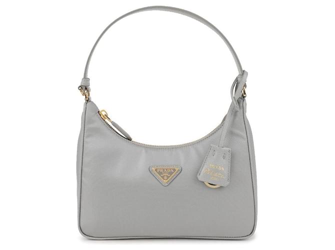 Mini Borsa Prada Re Nylon Grigia Marrone - vista 3