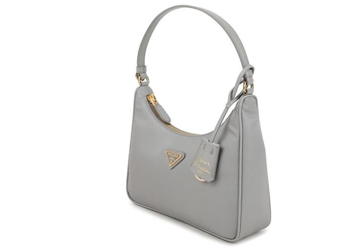 Mini Borsa Prada Re Nylon Grigia Marrone - vista 4