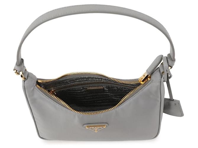 Mini Borsa Prada Re Nylon Grigia Marrone - vista 7