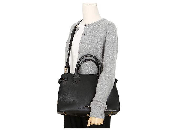 Burberry Saco de ombro tote Banner Medium Preto - vista 13