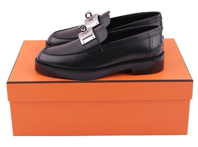 Mocassini Hermès in pelle nera Nero - vista 12