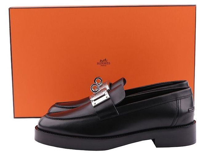 Mocassini Hermès in pelle nera Nero - vista 14