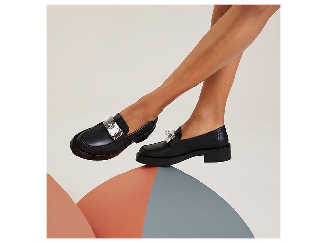 Mocassini Hermès in pelle nera Nero - vista 5