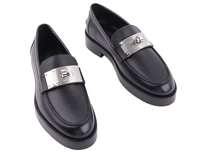 Mocassini Hermès in pelle nera Nero - vista 7