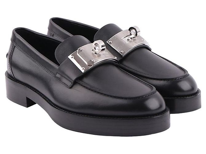 Mocassini Hermès in pelle nera Nero - vista 8