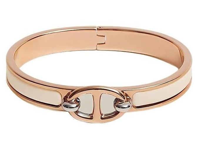 Hermès Bracciale Mini Click Cream Rose Gold Bianco - vista 2