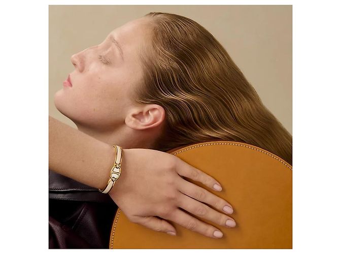 Hermès Bracciale Mini Click Cream Rose Gold Bianco - vista 4
