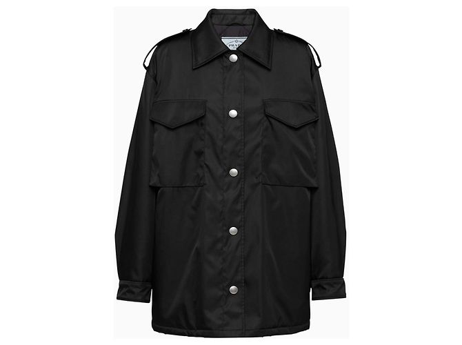 Prada Triangle Logo Nylon Down Jacket Black - view 4
