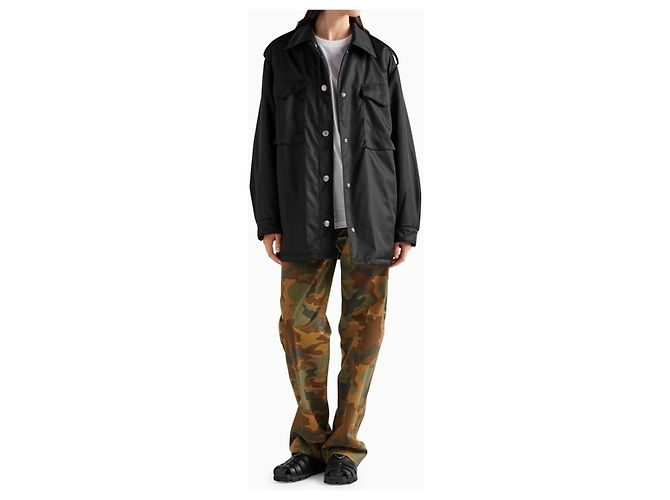Prada Triangle Logo Nylon Down Jacket Black - view 5