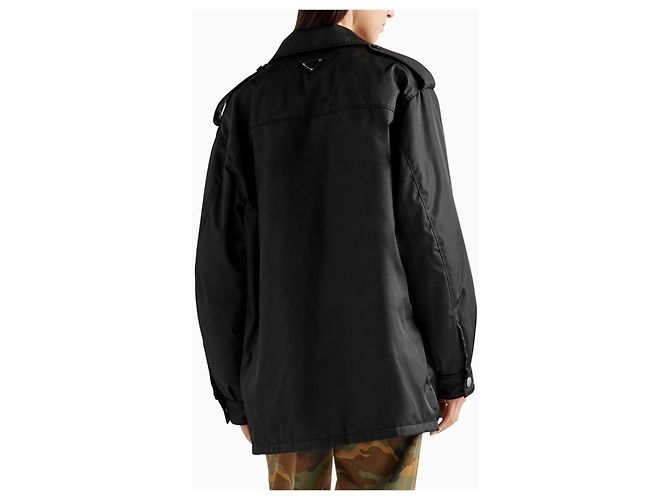 Prada Triangle Logo Nylon Down Jacket Black - view 6