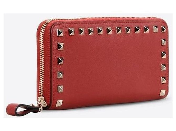 Valentino Cartera larga Gold Rockstud Roja - vista 6