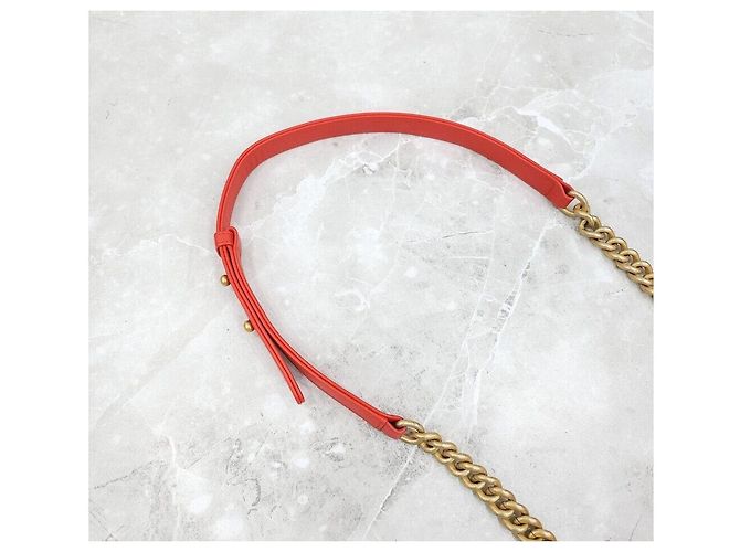 Chanel Borsa Boy Flap Chevron Medium Gold Series Rosso - vista 5