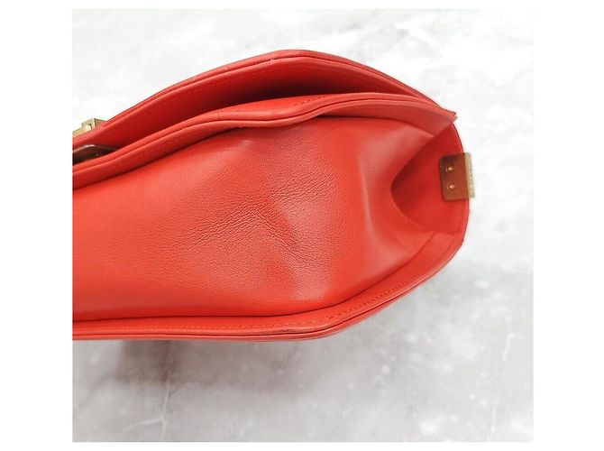 Chanel Borsa Boy Flap Chevron Medium Gold Series Rosso - vista 6