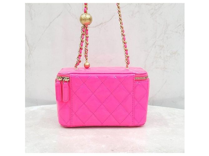 Chanel Necessaire Vanity New Patent Pink Golden Ball Rosa - vista 3