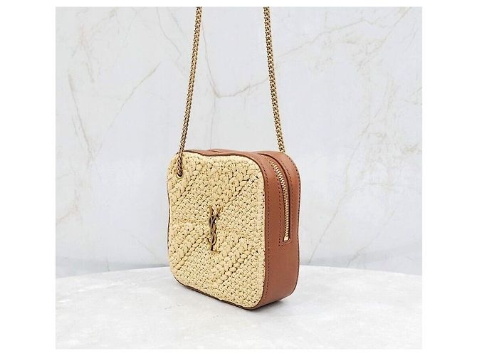 Saint Laurent Borsa Jamie Cube Chain in rafia - vista 2