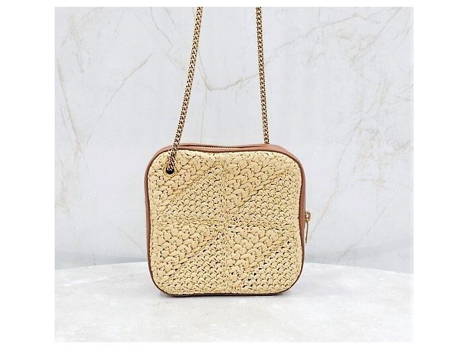 Saint Laurent Borsa Jamie Cube Chain in rafia - vista 3