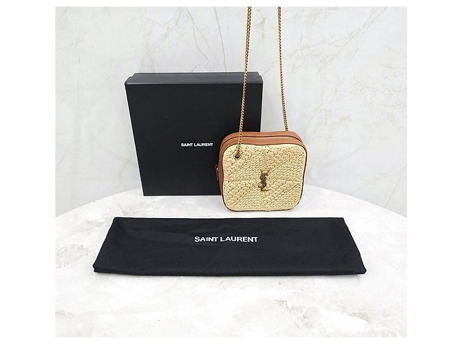 Saint Laurent Borsa Jamie Cube Chain in rafia - vista 8