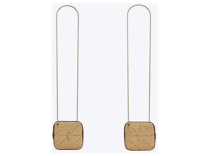 Saint Laurent Borsa Jamie Cube Chain in rafia - vista 9