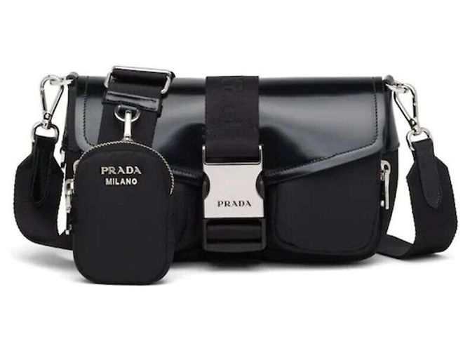 Prada Borsa a tracolla in nylon e pelle spazzolata con tasca - vista 10