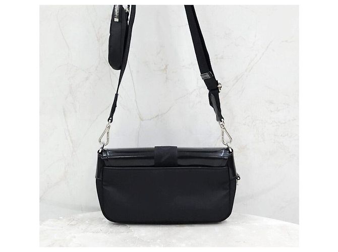 Prada Borsa a tracolla in nylon e pelle spazzolata con tasca - vista 3