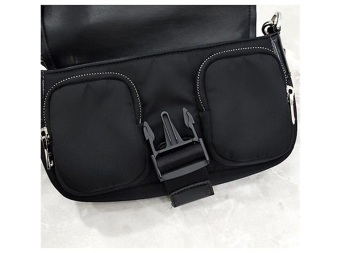 Prada Borsa a tracolla in nylon e pelle spazzolata con tasca - vista 6