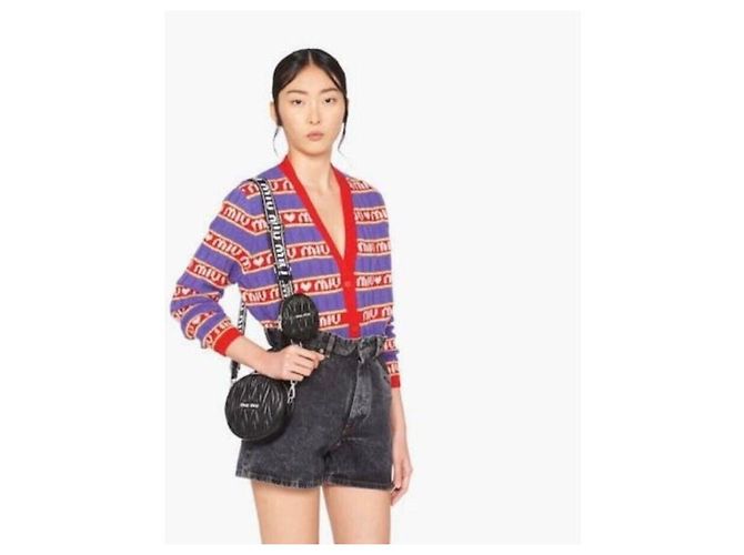 Miu Miu Borsa a tracolla multi Round Matelassé Logo Strap Nero - vista 10