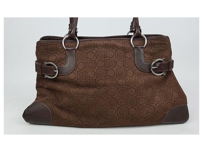 Salvatore Ferragamo Borsa a spalla Logo Gancini Marrone - vista 2