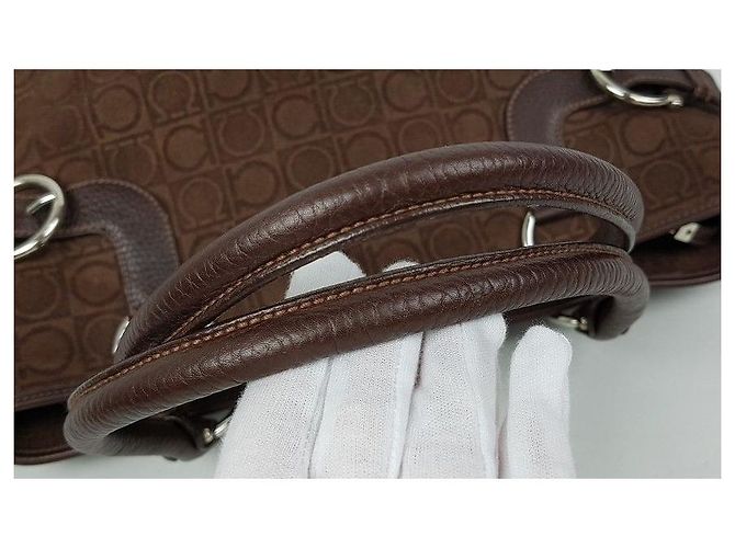 Salvatore Ferragamo Borsa a spalla Logo Gancini Marrone - vista 6