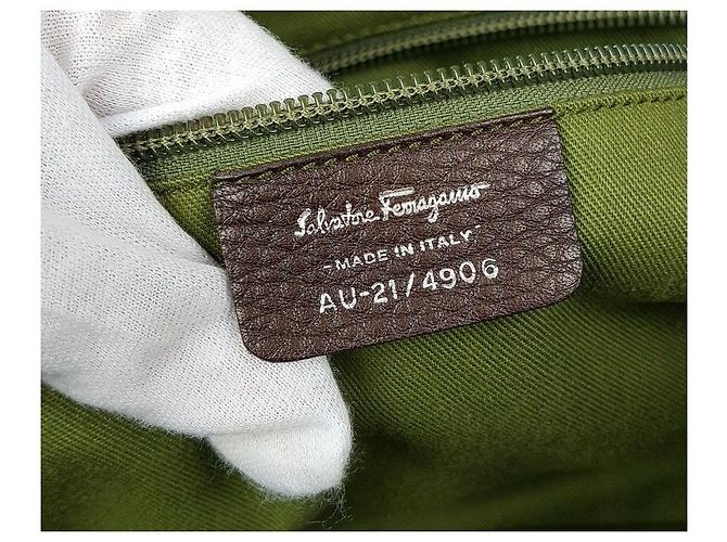 Salvatore Ferragamo Borsa a spalla Logo Gancini Marrone - vista 9