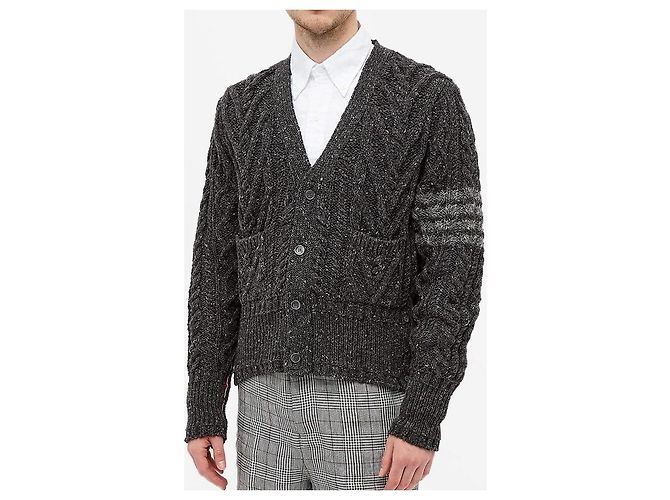 Thom Browne Tweed-Cardigan mit V-Ausschnitt Schwarz - Ansicht 2