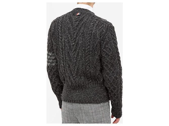 Thom Browne Tweed-Cardigan mit V-Ausschnitt Schwarz - Ansicht 3