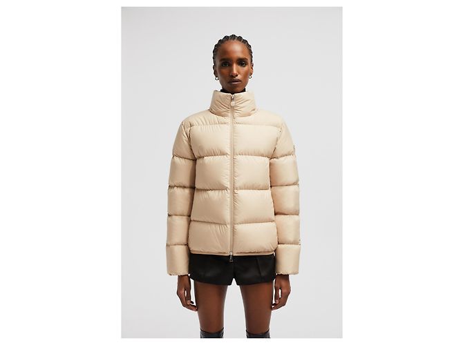 Moncler Generalüberholte Abbadia kurze Daunenjacke, Beige, Größe Braun - Ansicht 4
