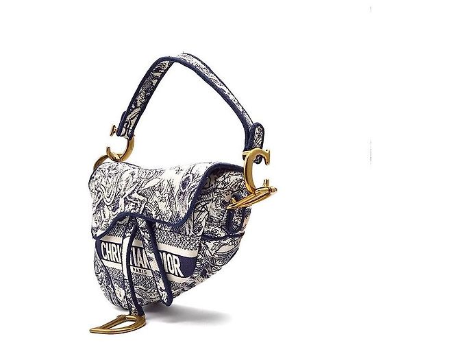 Borsa Saddle Christian Dior ricamata Toile de Jouy Blu - vista 2