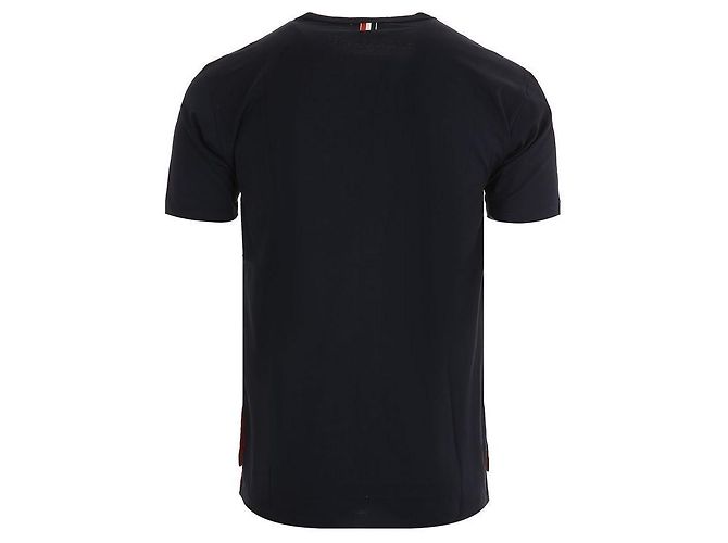 Thom Browne Three Stripes Kurzarm-T-Shirt mit Tasche in Navy - Ansicht 3