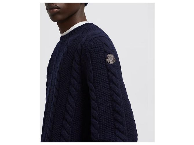 Moncler Strickpullover aus Wolle und Kaschmir mit Rundhalsausschnitt Schwarz - Ansicht 3
