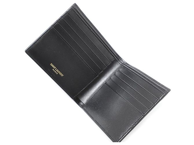Saint Laurent Gold Logo Bi-fold Wallet Black - view 5