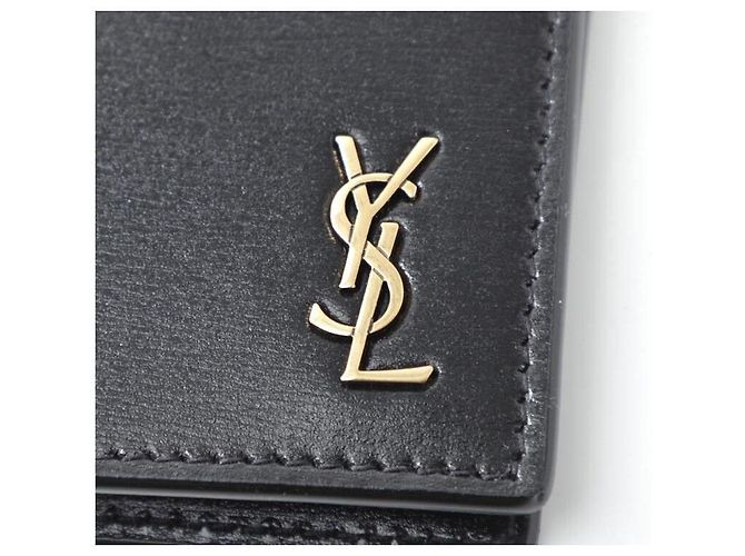 Saint Laurent Gold Logo Bi-fold Wallet Black - view 7
