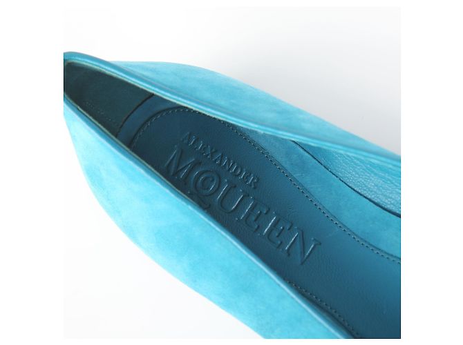 Alexander Mcqueen Mocassini Skull in camoscio blu - vista 10