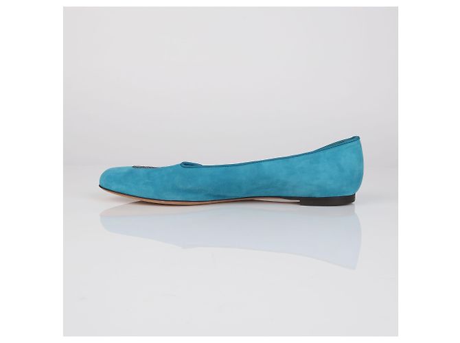 Alexander Mcqueen Mocassini Skull in camoscio blu - vista 3