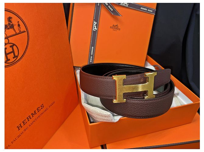 Hermès Matt Gold Classic Black Brown Wendelgürtel Mehrfarben - Ansicht 2