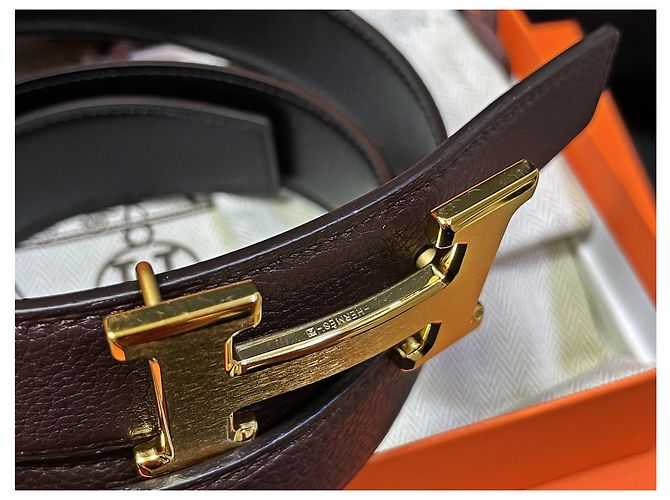 Hermès Matt Gold Classic Black Brown Wendelgürtel Mehrfarben - Ansicht 4