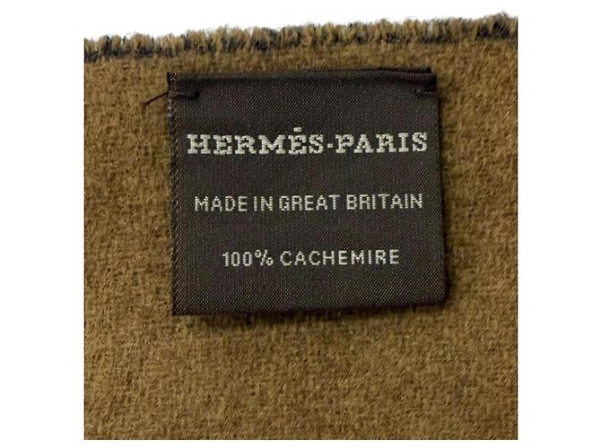 Hermès Stola in cashmere Hermes Grand Mall Marrone Blu navy - vista 8