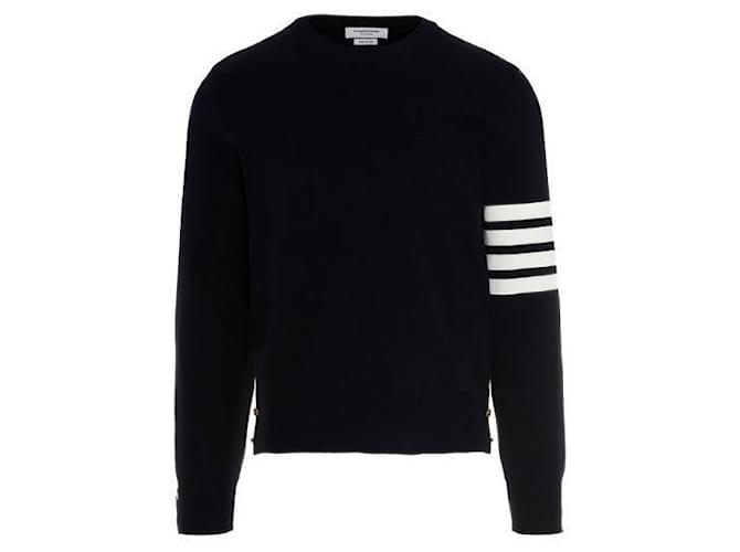 Thom Browne Strickpullover aus Baumwolle in Milano-Stich Blau - Ansicht 3
