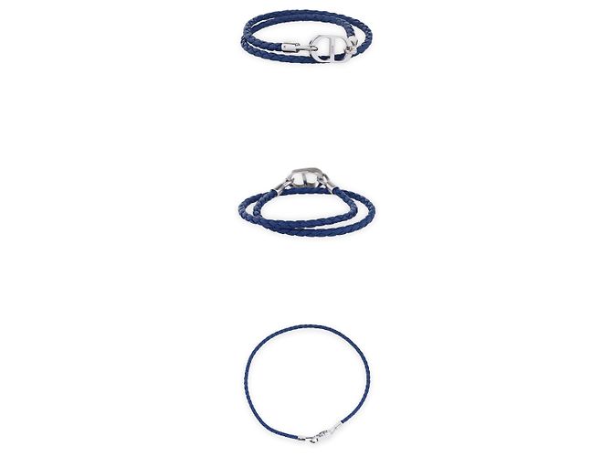 Dior Bracciale in pelle intrecciata CD Icon da uomo Blu - vista 3