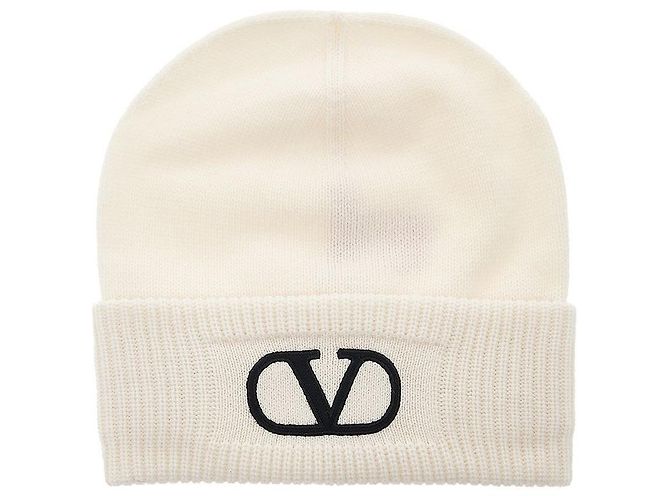 Valentino Berretto in lana da donna Signature Logo LZC Bianco - vista 9