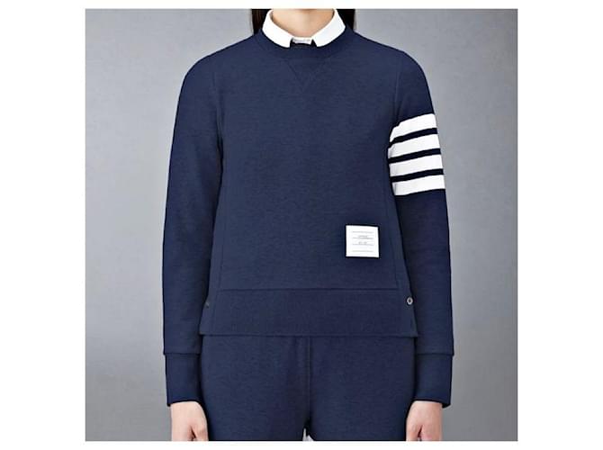 Thom Browne Sweatshirt em jersey loopback Stripe RWB Tab Preto - vista 6