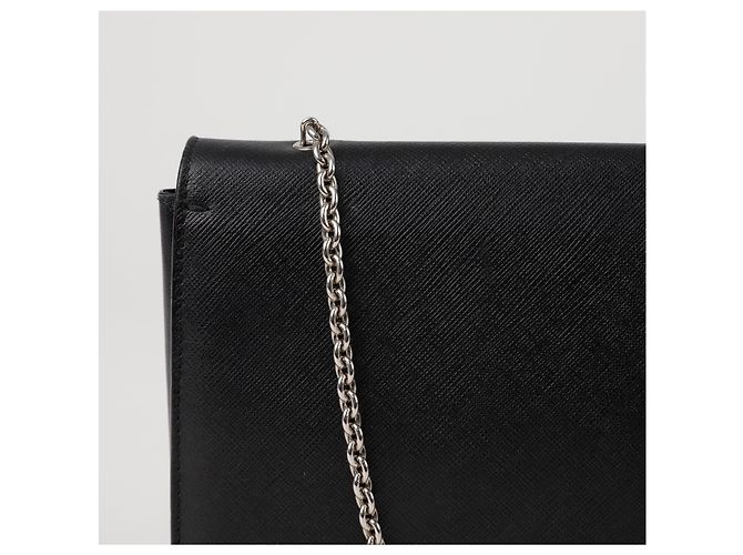 Salvatore Ferragamo Borsa a tracolla e spalla con catena Nero - vista 5