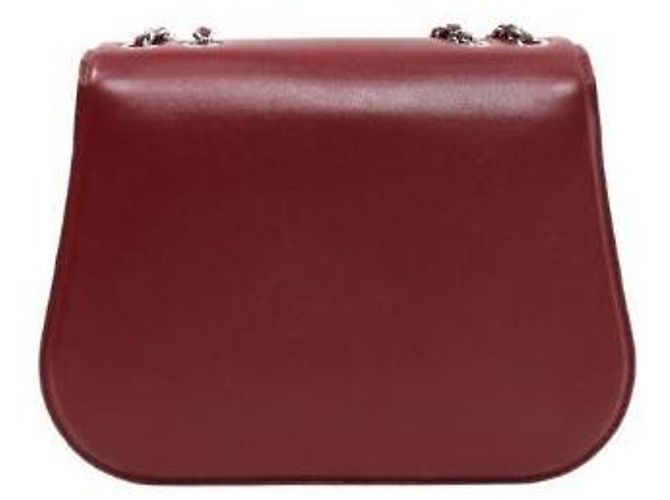 Chanel Borsa a tracolla in pelle bordeaux con patta e catena - vista 3