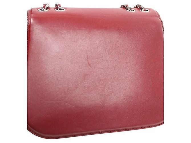 Chanel Borsa a tracolla in pelle bordeaux con patta e catena - vista 7