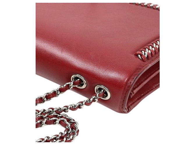 Chanel Borsa a tracolla in pelle bordeaux con patta e catena - vista 8